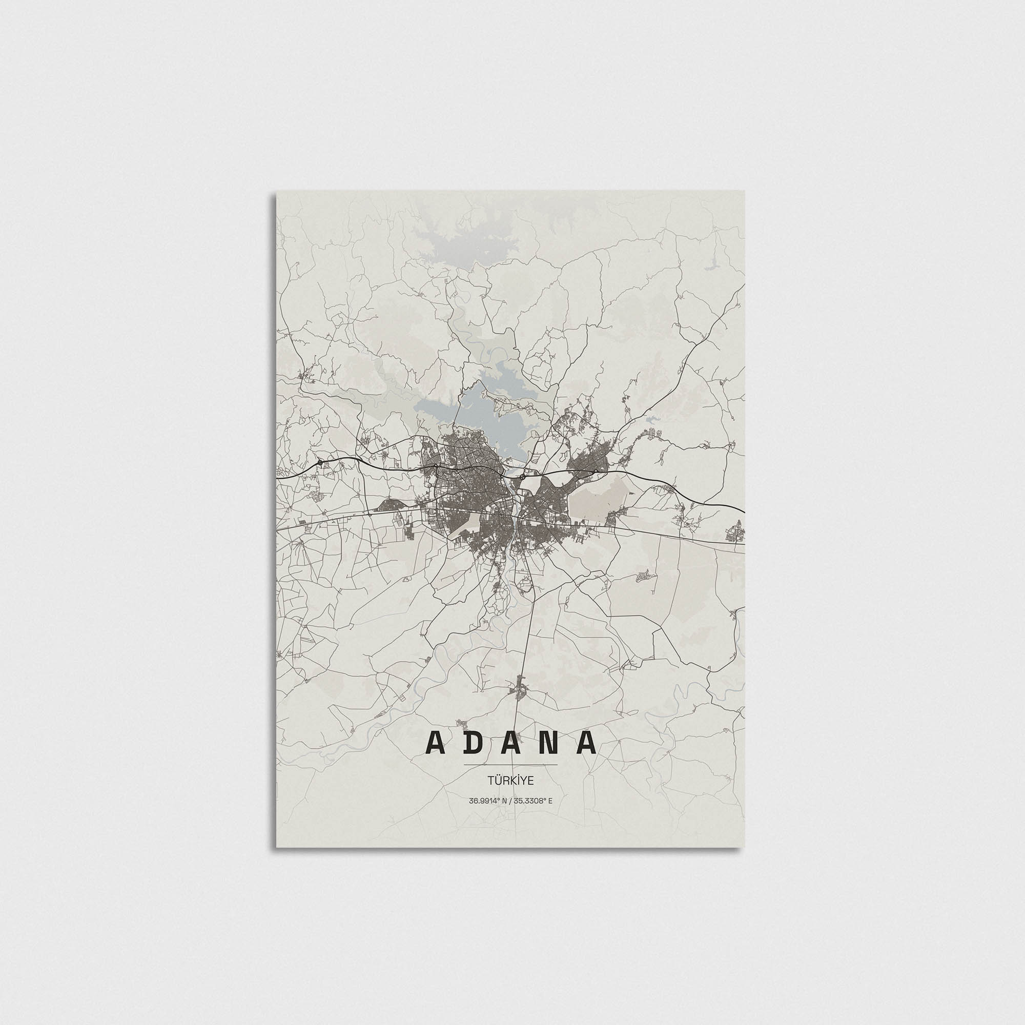 Adana şehir haritası posteri, minimalist tasarım, modern duvar dekorasyonu