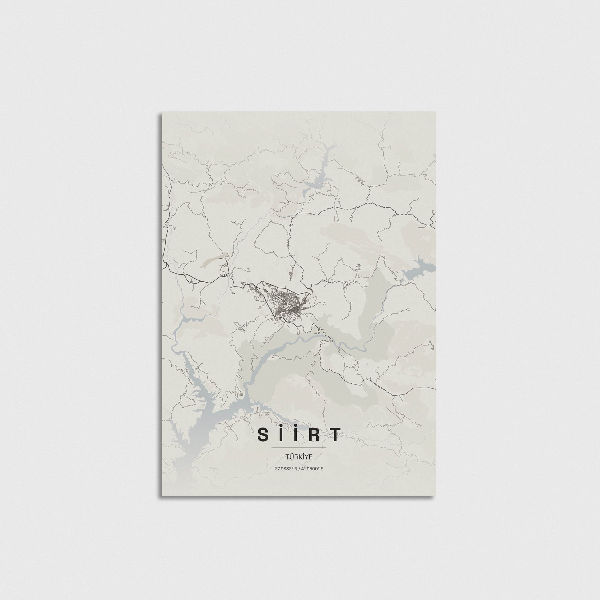 Siirt şehri minimalist tasarım şehir haritası posteri, dekoratif duvar tablosu.