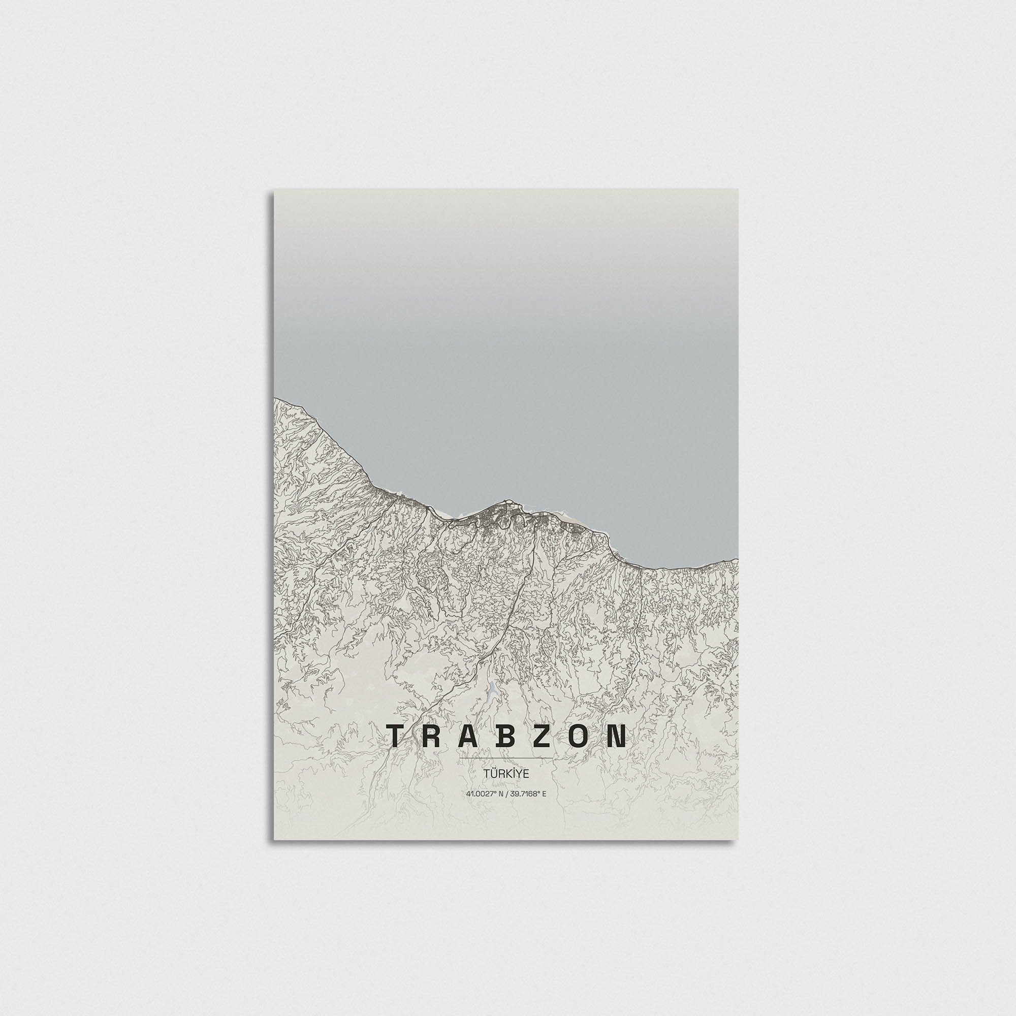 Trabzon şehir haritası tasarımı, minimalist modern duvar dekorasyonu posteri
