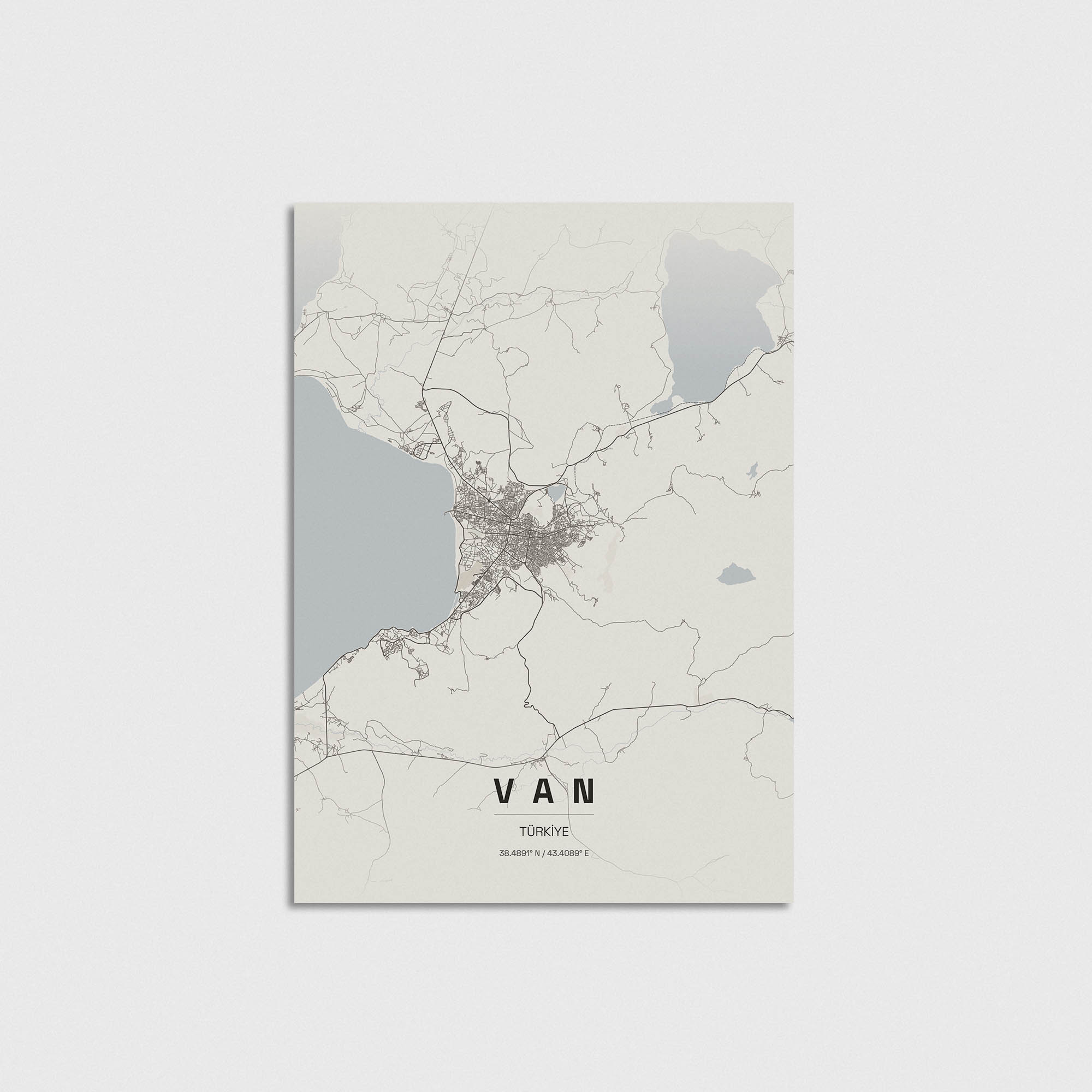 Van şehri haritası tasarımı, minimalist modern duvar dekorasyonu posteri