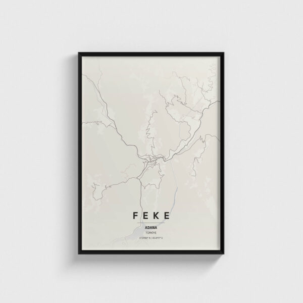 Adana Feke İlçe Haritası Posteri