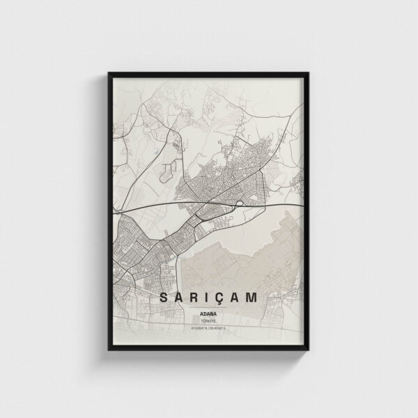 Adana Sarıçam İlçe Haritası Posteri
