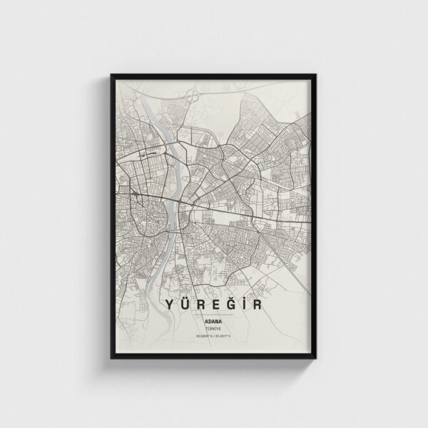 Adana Yüreğir İlçe Haritası Posteri