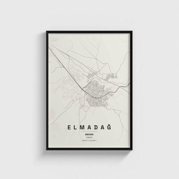 Ankara Elmadağ İlçe Haritası Posteri