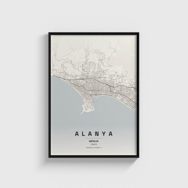 Antalya Alanya İlçe Haritası Posteri