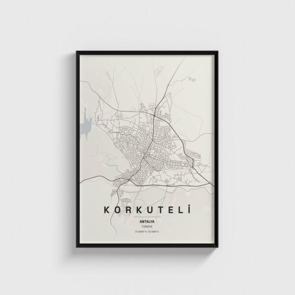 Antalya Korkuteli İlçe Haritası Posteri