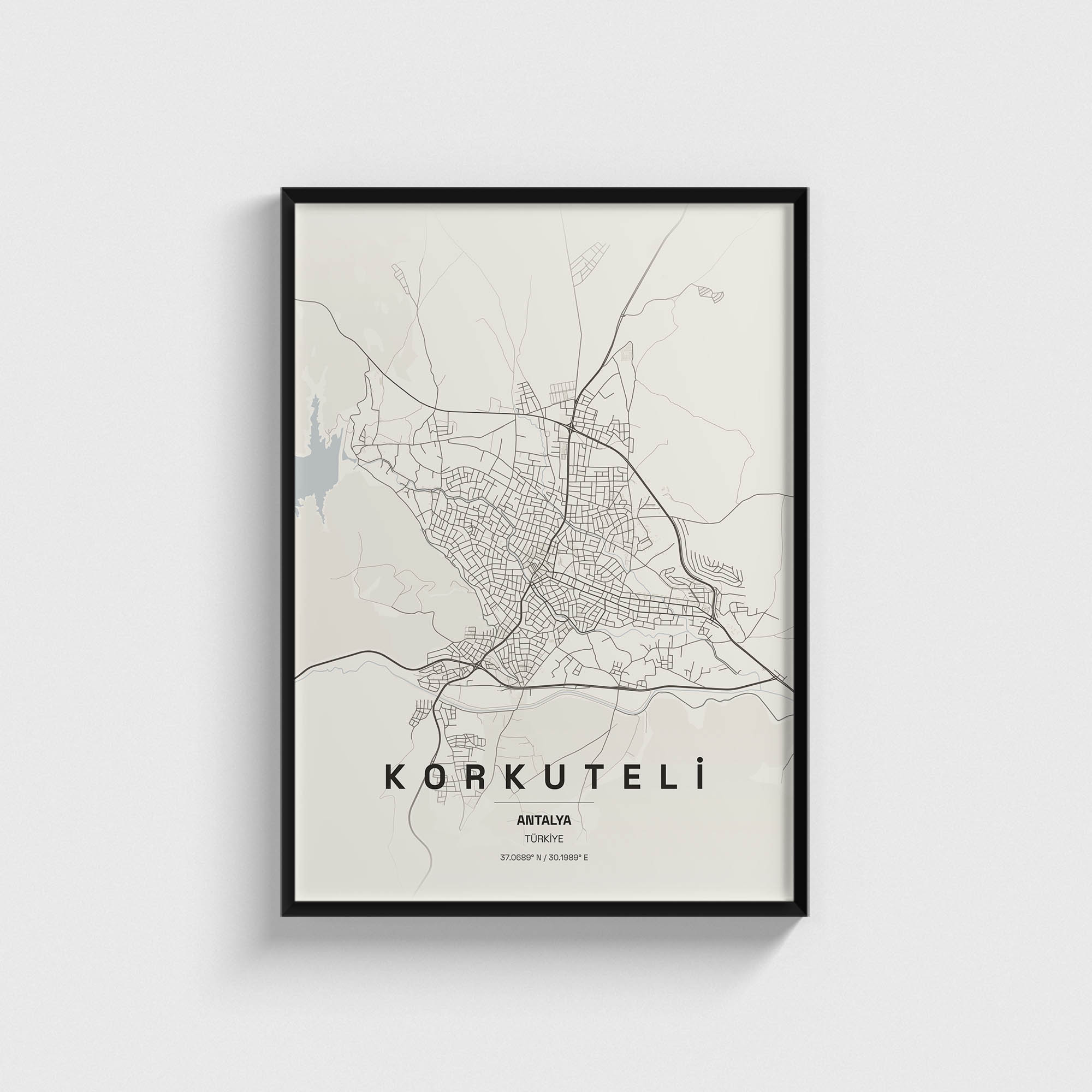 Antalya Korkuteli İlçe Haritası Posteri