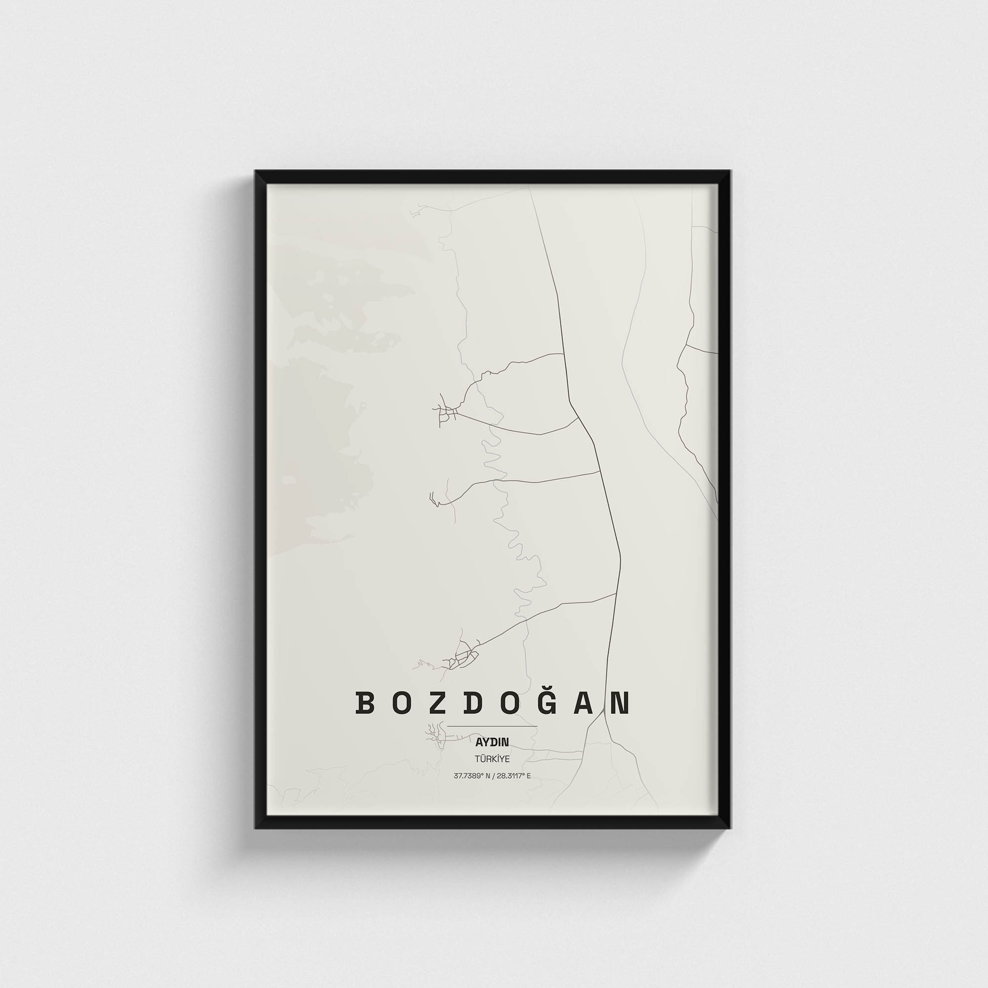 Aydın Bozdoğan İlçe Haritası Posteri