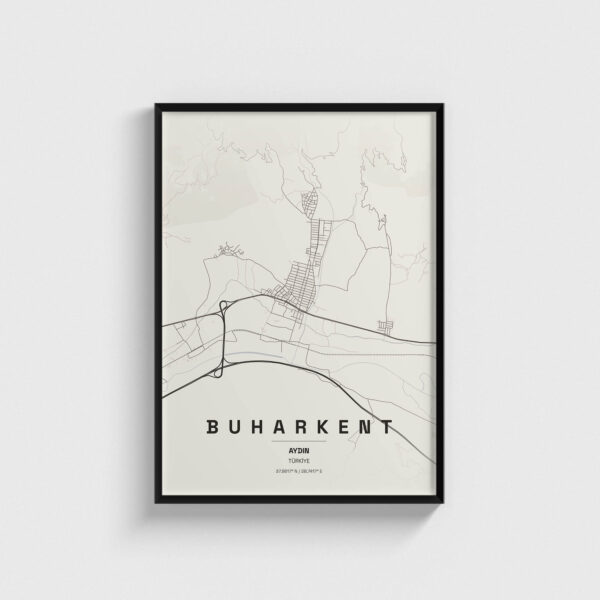 Aydın Buharkent İlçe Haritası Posteri
