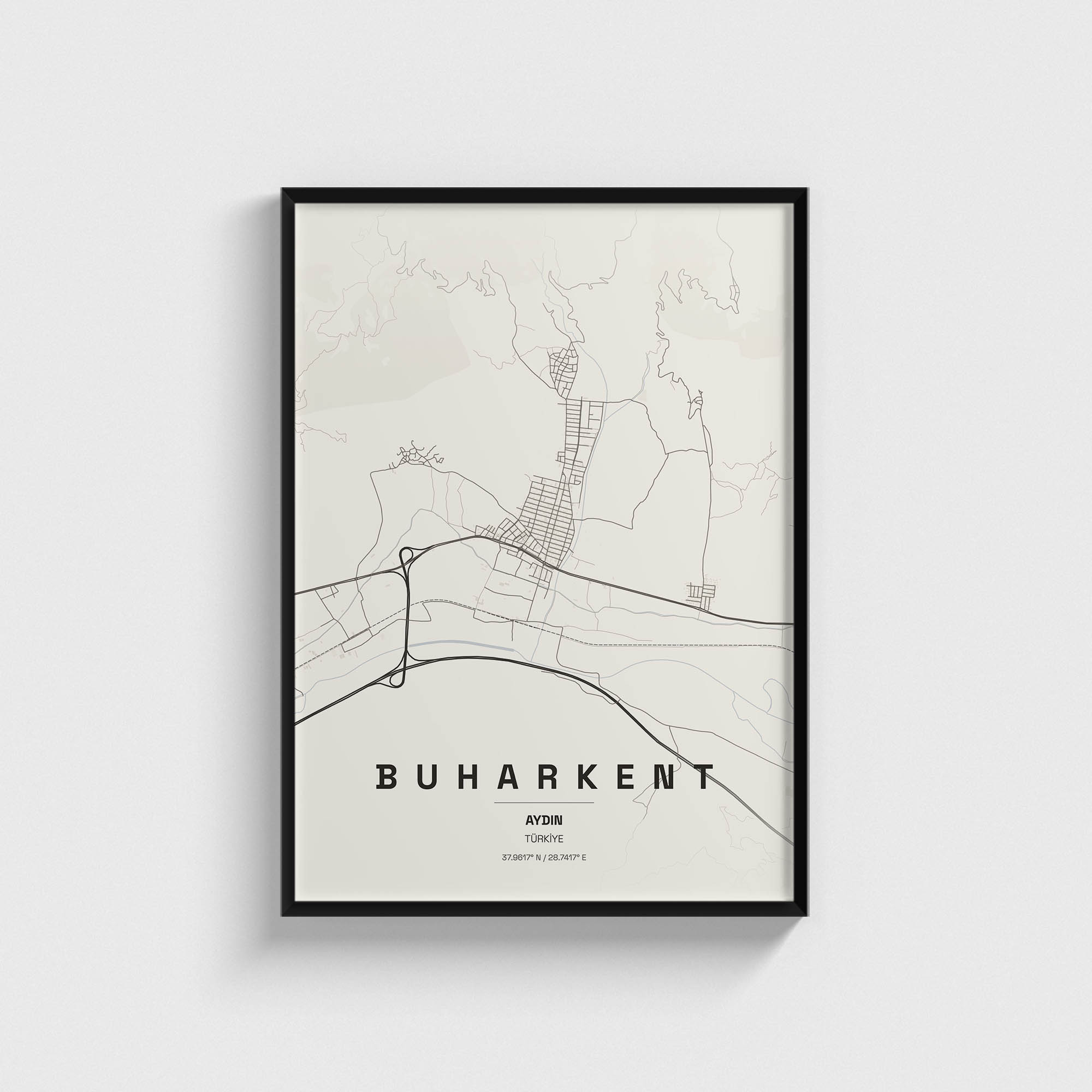 Aydın Buharkent İlçe Haritası Posteri