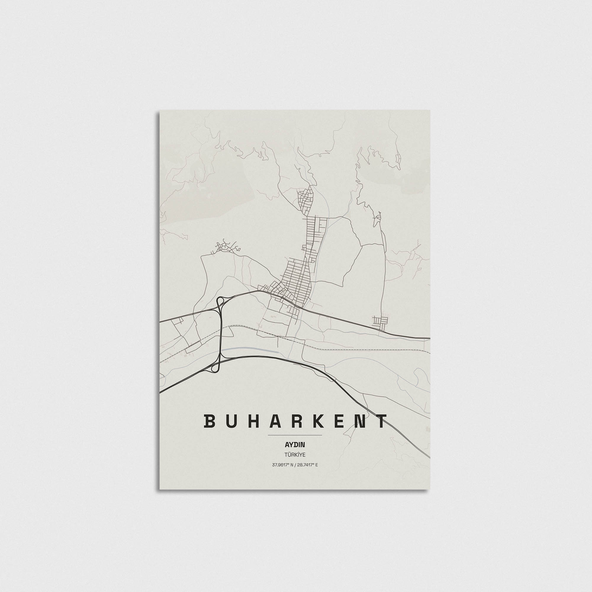 Aydın Buharkent İlçe Haritası Posteri - Görsel 3