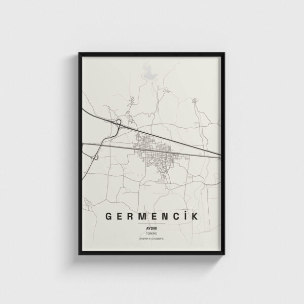 Aydın Germencik İlçe Haritası Posteri