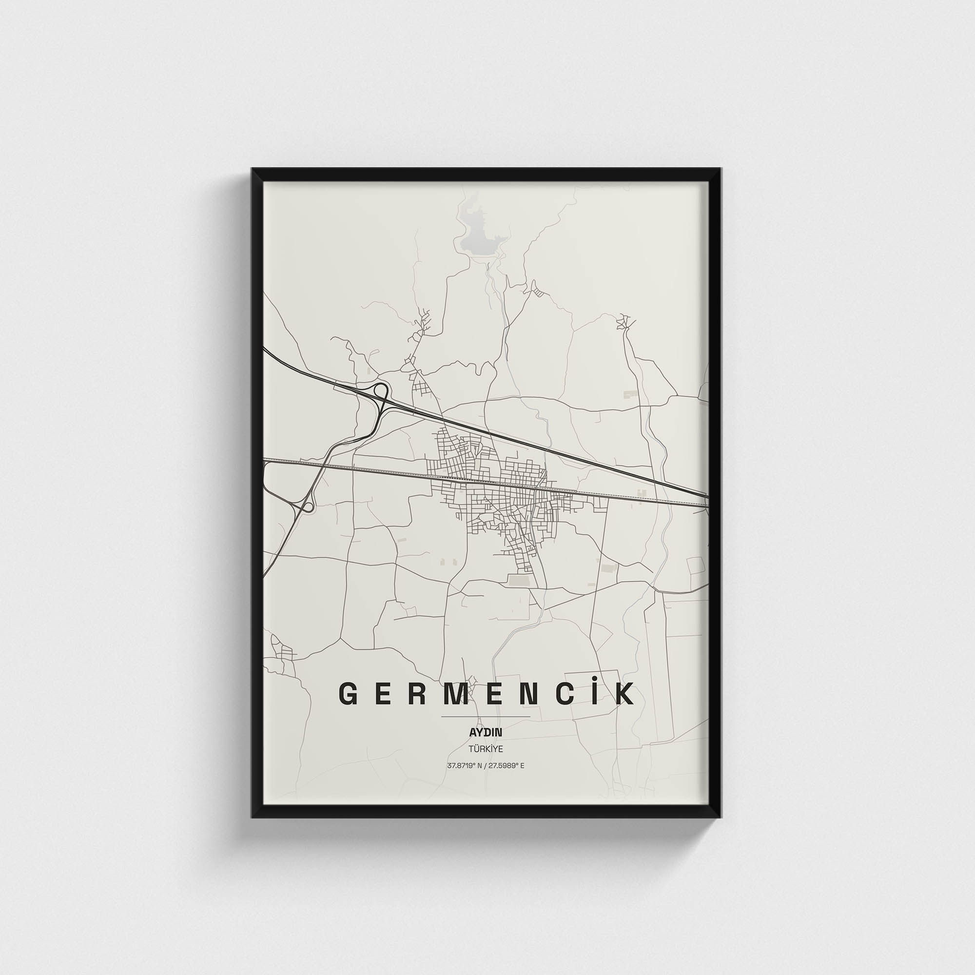 Aydın Germencik İlçe Haritası Posteri