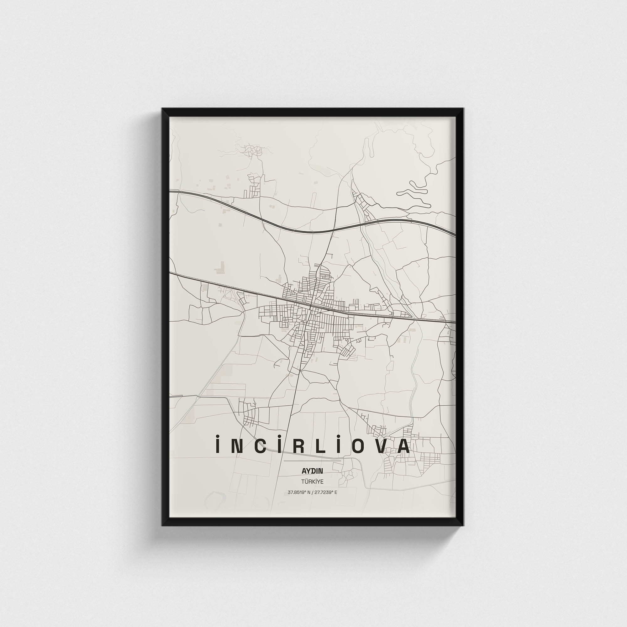 Aydın İncirliova İlçe Haritası Posteri