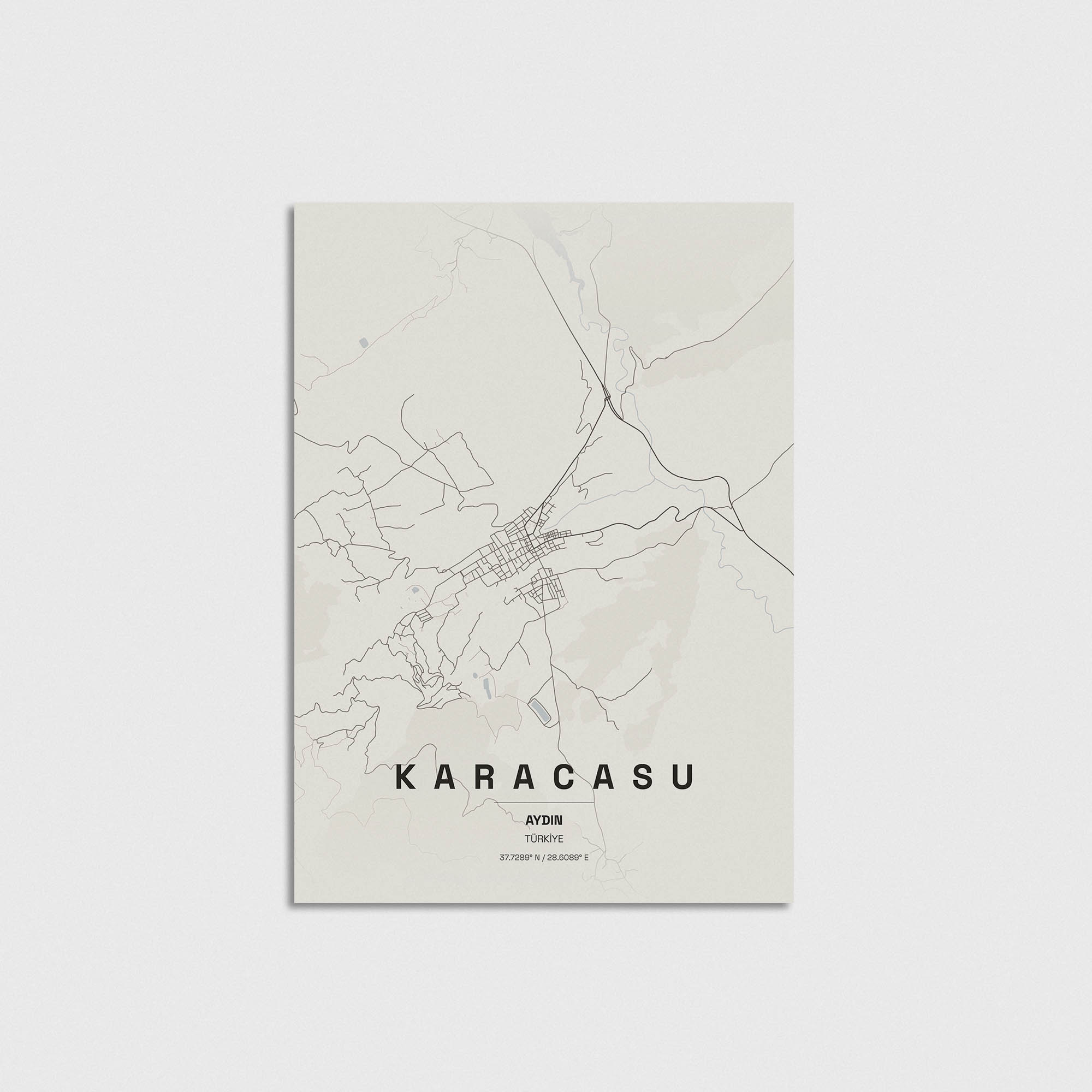 Aydın Karacasu İlçe Haritası Posteri - Görsel 3