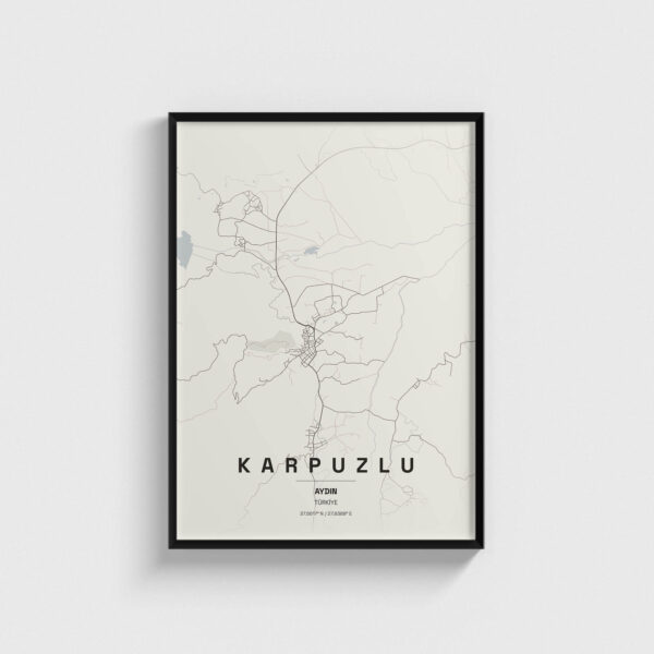 Aydın Karpuzlu İlçe Haritası Posteri
