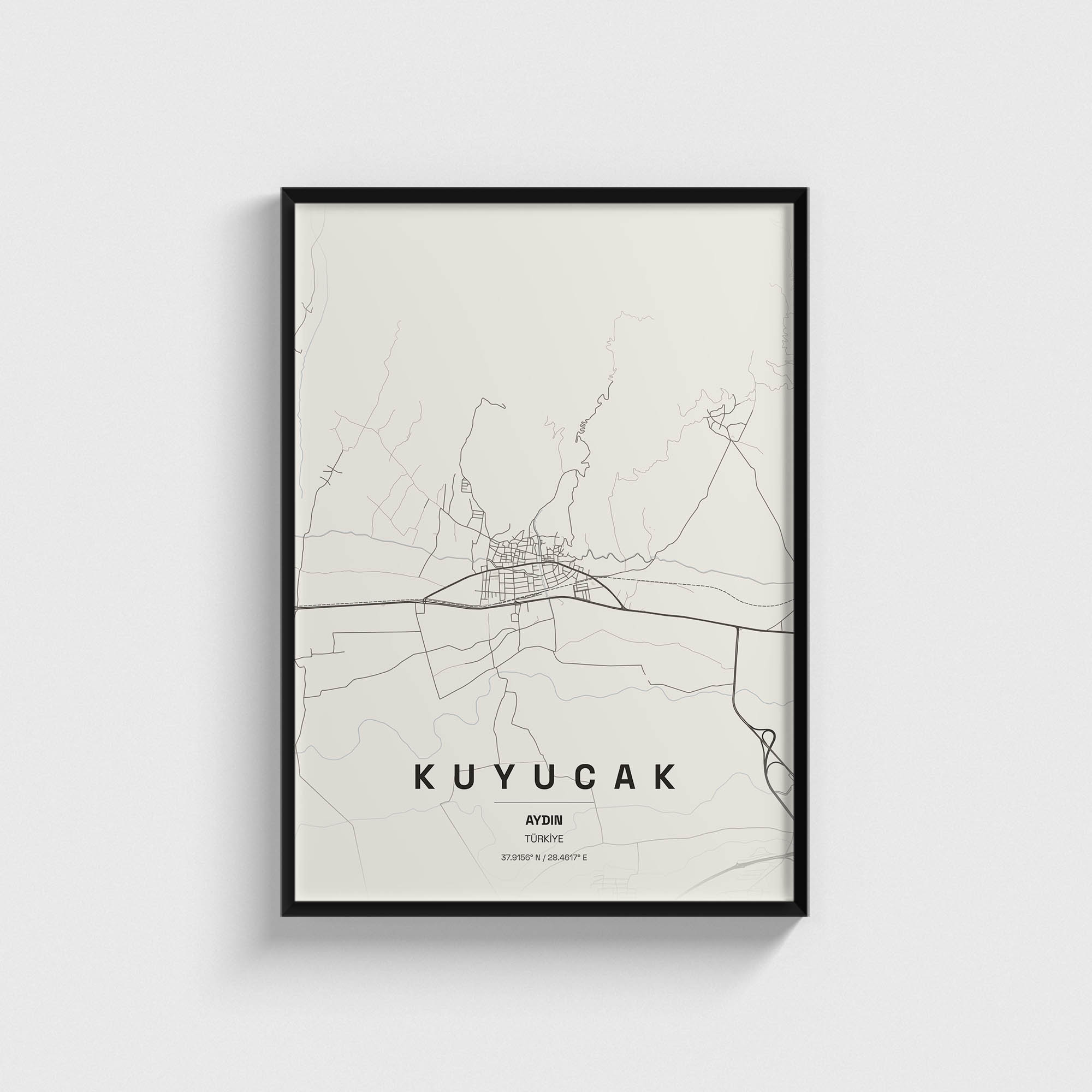 Aydın Kuyucak İlçe Haritası Posteri