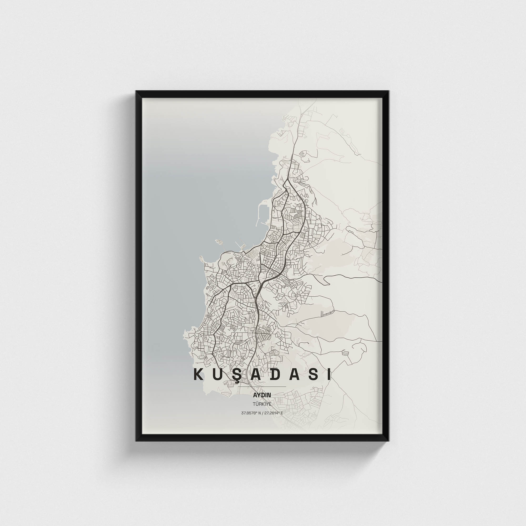 Aydın Kuşadası İlçe Haritası Posteri