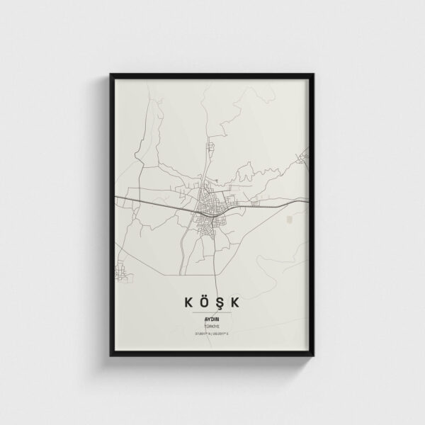 Aydın Köşk İlçe Haritası Posteri