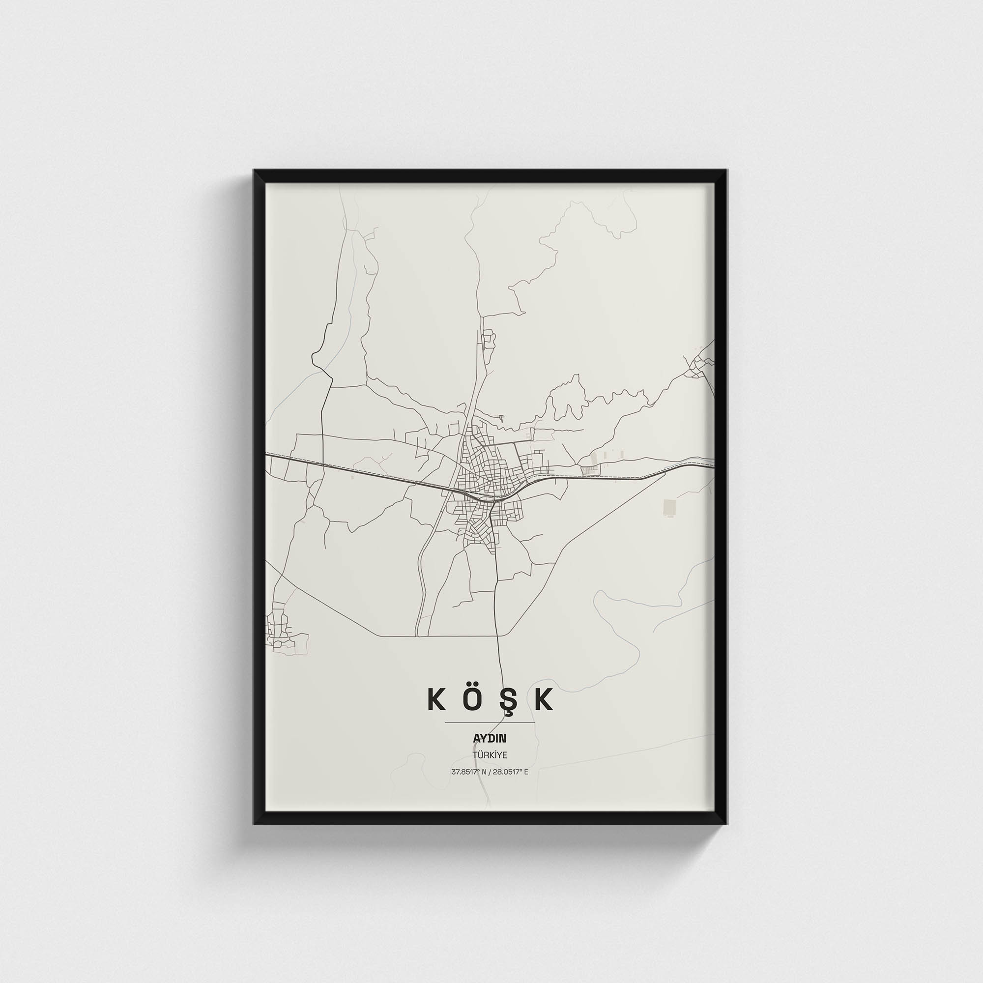 Aydın Köşk İlçe Haritası Posteri