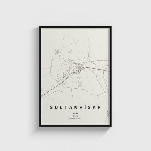 Aydın Sultanhisar İlçe Haritası Posteri