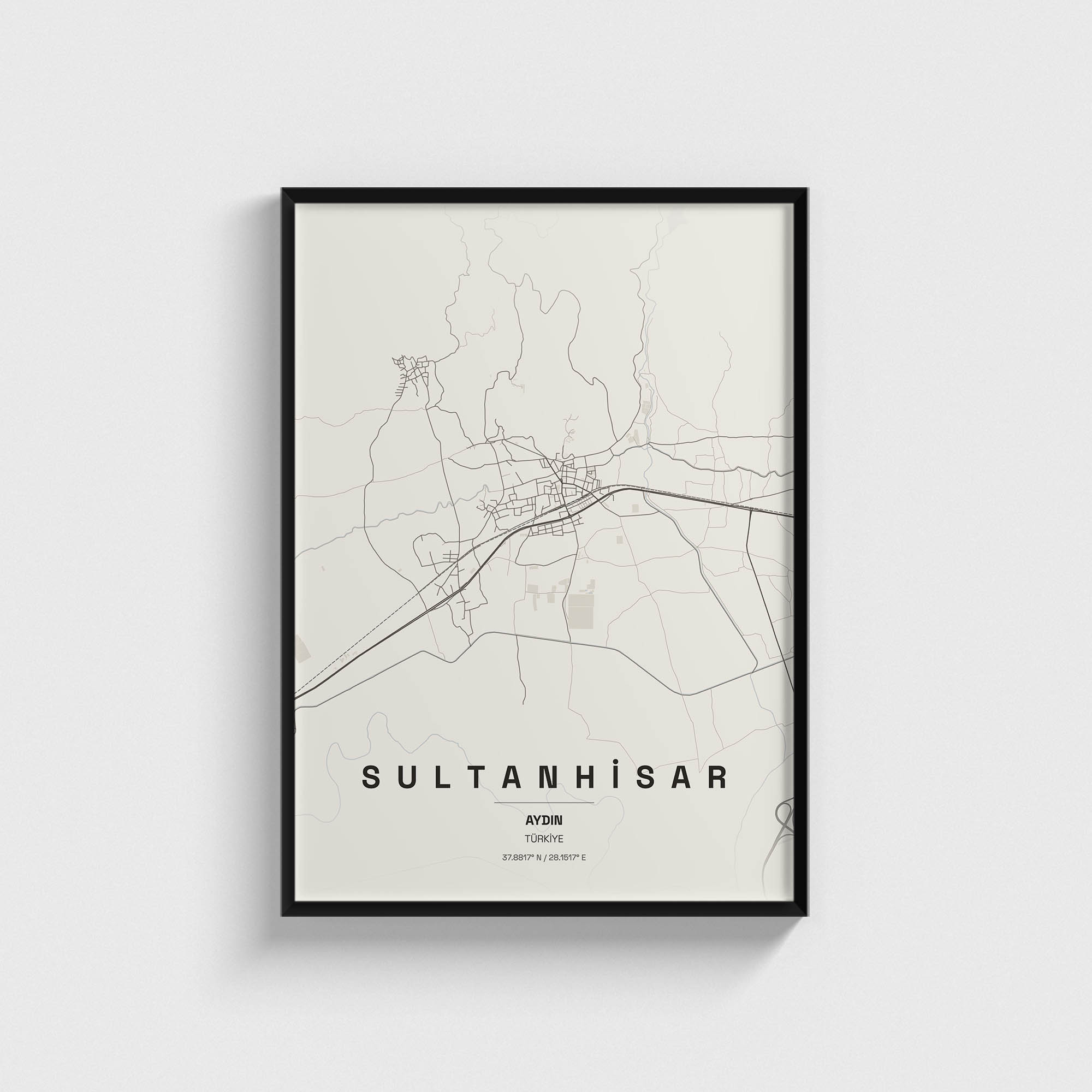 Aydın Sultanhisar İlçe Haritası Posteri