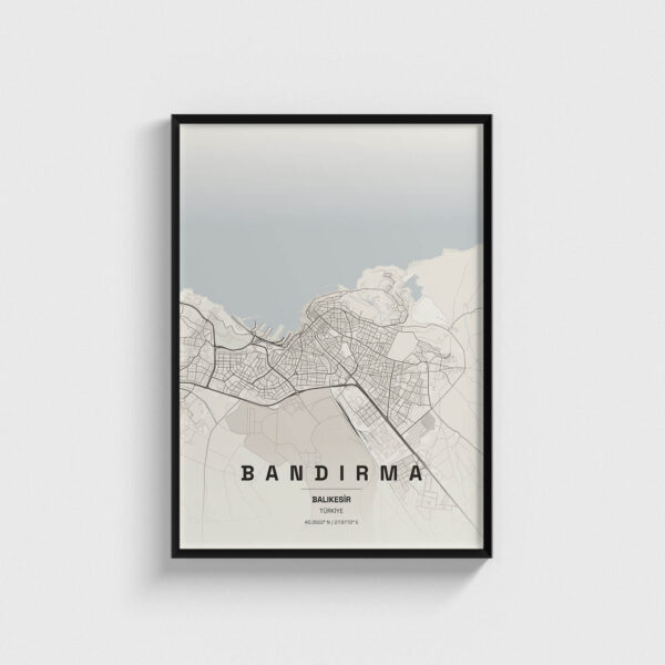 Balıkesir Bandırma İlçe Haritası Posteri