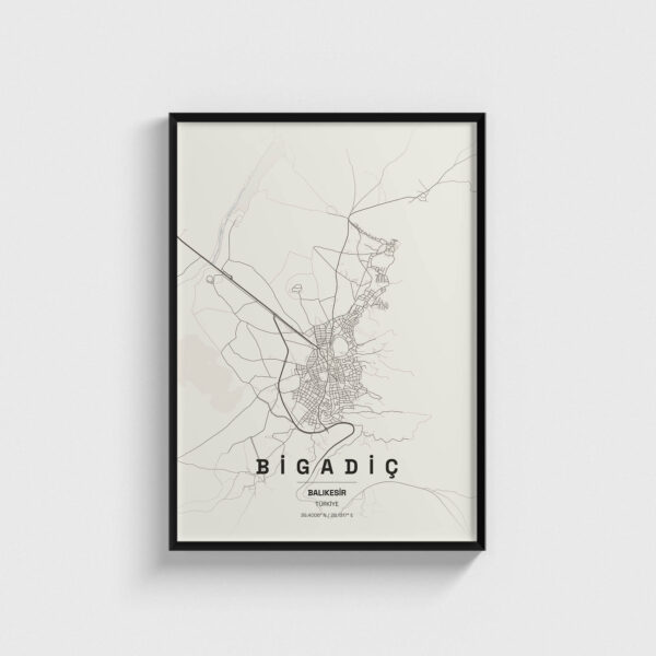 Balıkesir Bigadiç İlçe Haritası Posteri