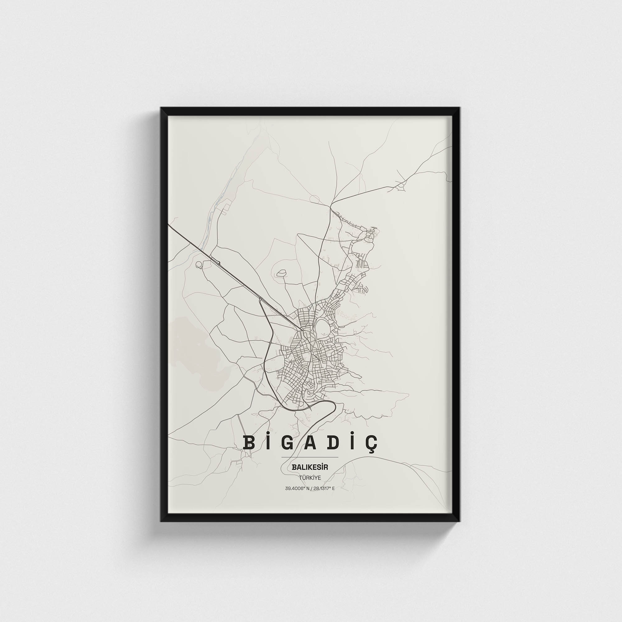 Balıkesir Bigadiç İlçe Haritası Posteri