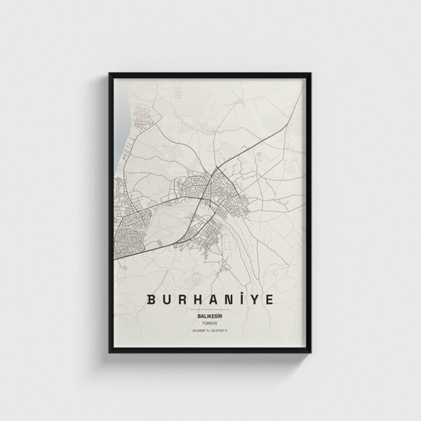 Balıkesir Burhaniye İlçe Haritası Posteri