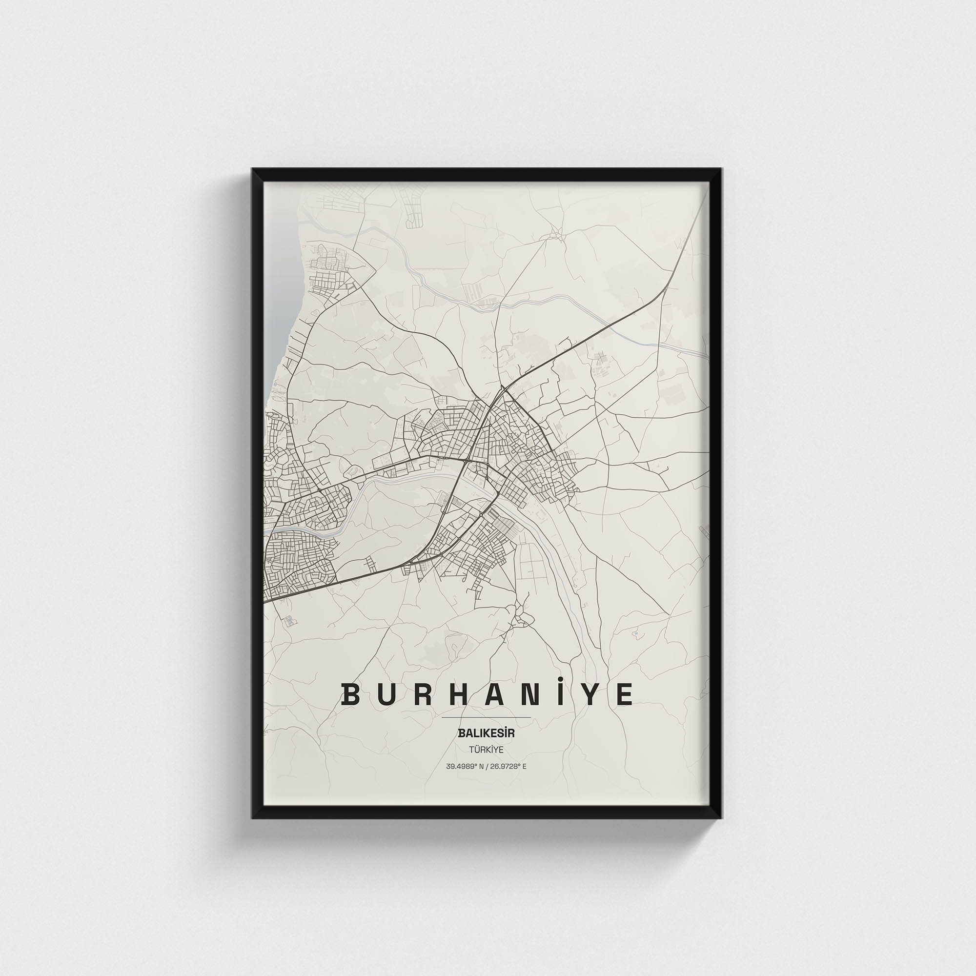 Balıkesir Burhaniye İlçe Haritası Posteri