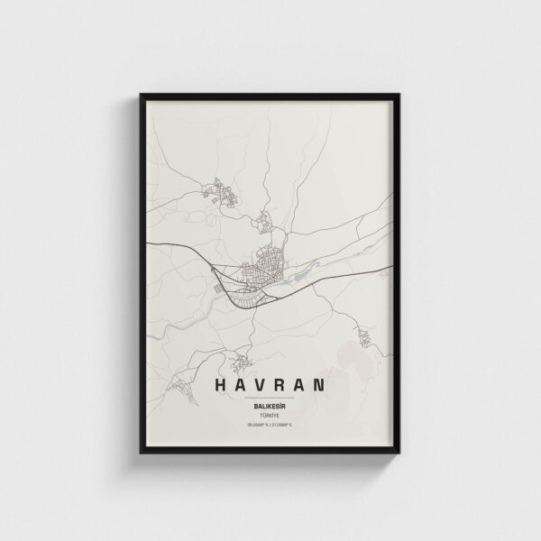 Balıkesir Havran İlçe Haritası Posteri