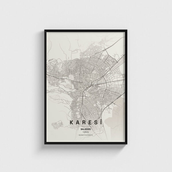 Balıkesir Karesi İlçe Haritası Posteri