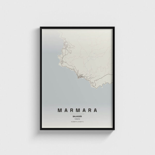 Balıkesir Marmara İlçe Haritası Posteri