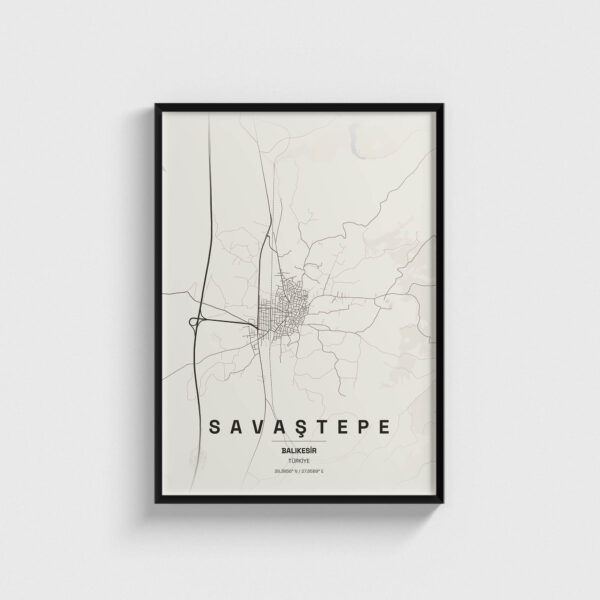 Balıkesir Savaştepe İlçe Haritası Posteri