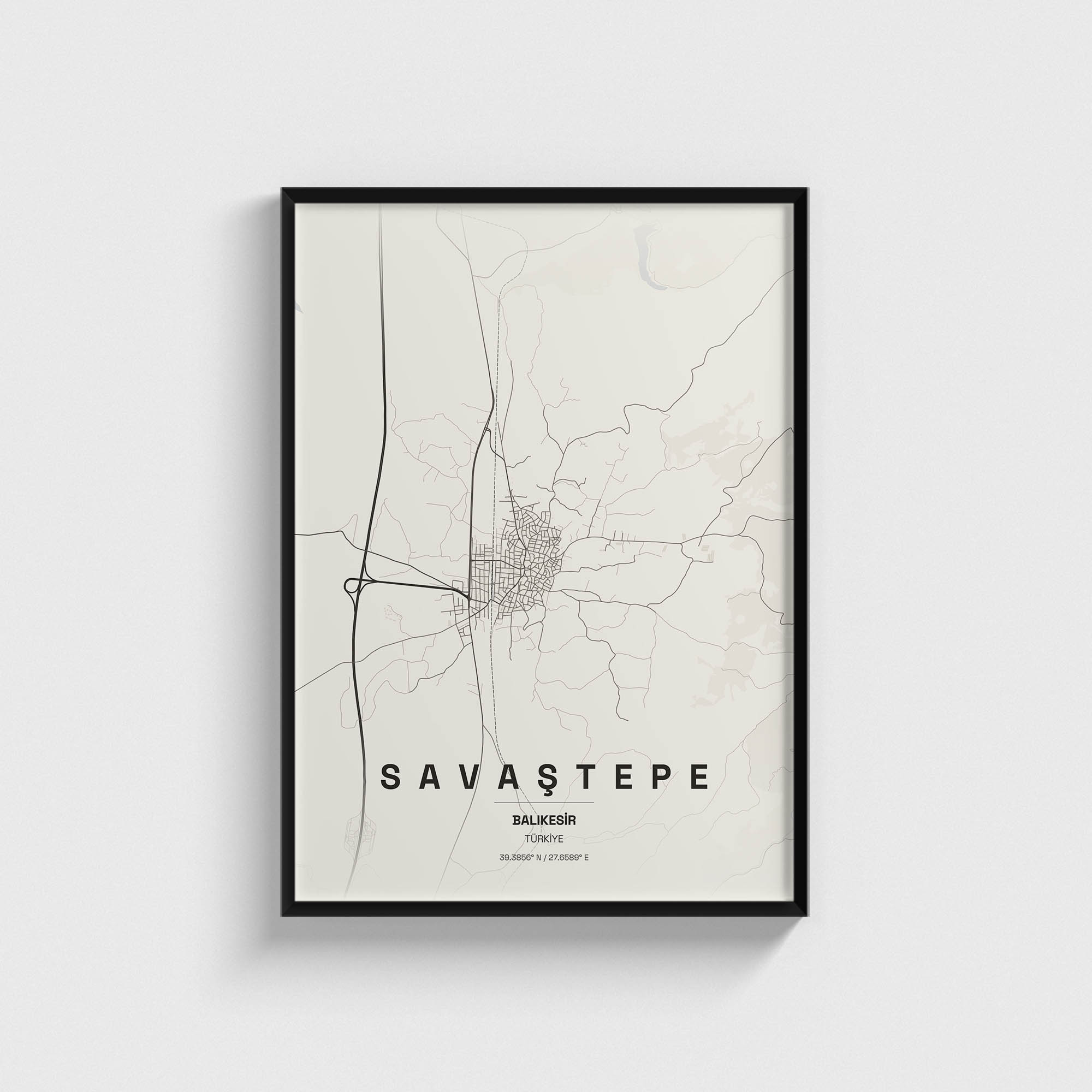 Balıkesir Savaştepe İlçe Haritası Posteri