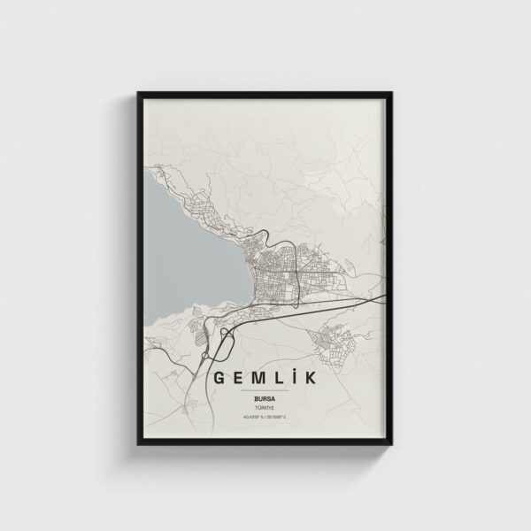 Bursa Gemlik İlçe Haritası Posteri