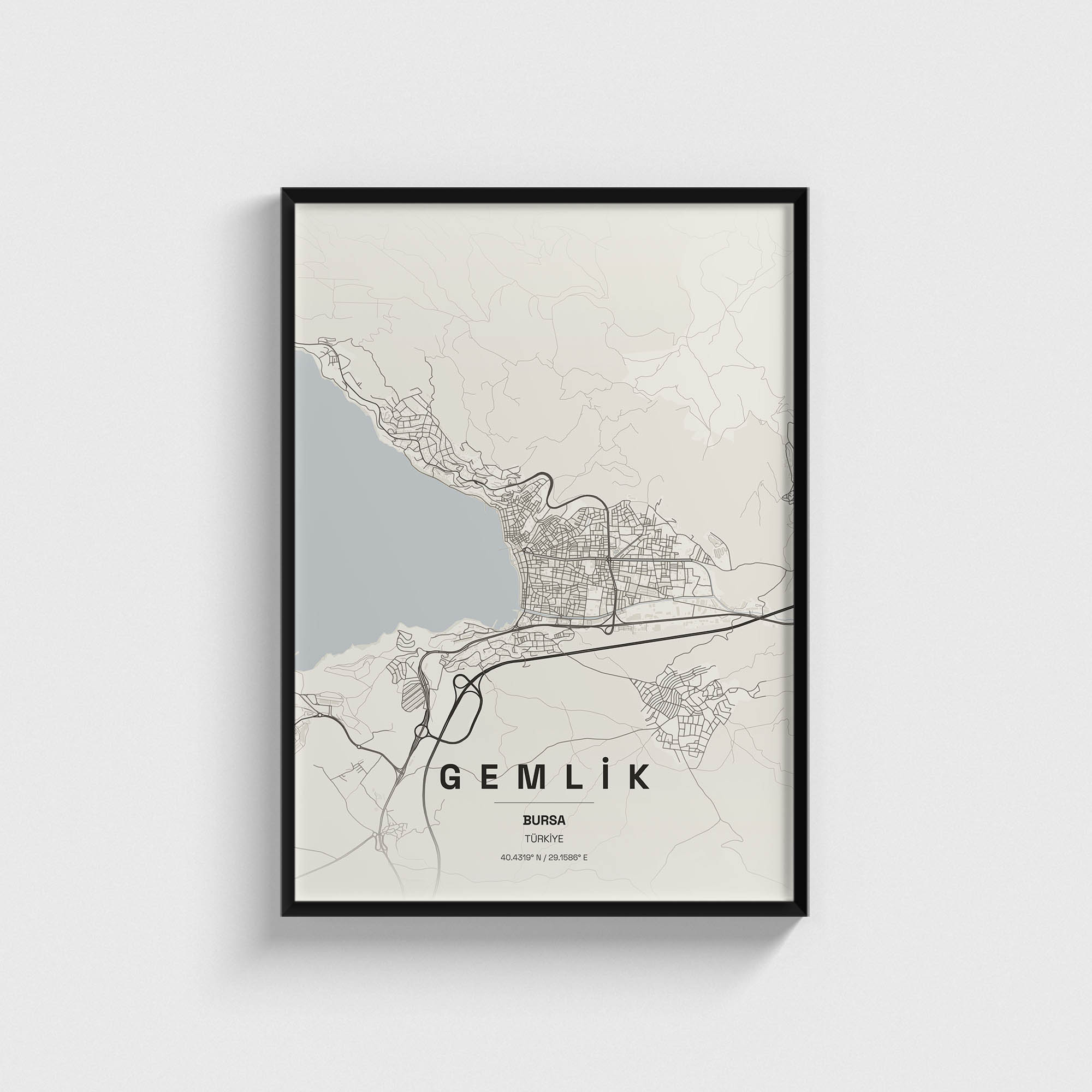 Bursa Gemlik İlçe Haritası Posteri