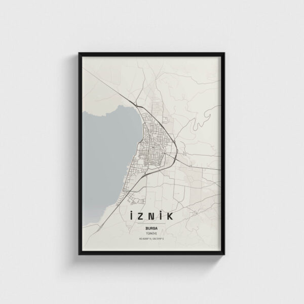 Bursa İznik İlçe Haritası Posteri
