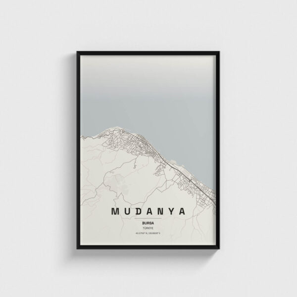 Bursa Mudanya İlçe Haritası Posteri