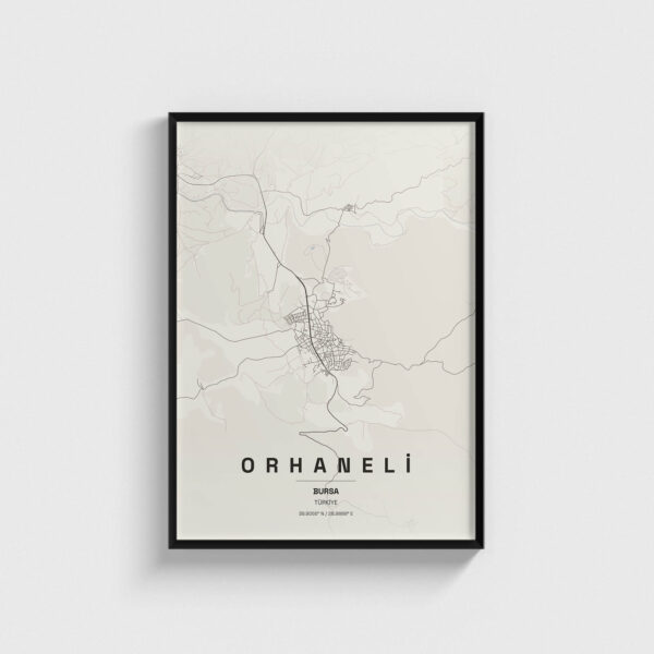 Bursa Orhaneli İlçe Haritası Posteri