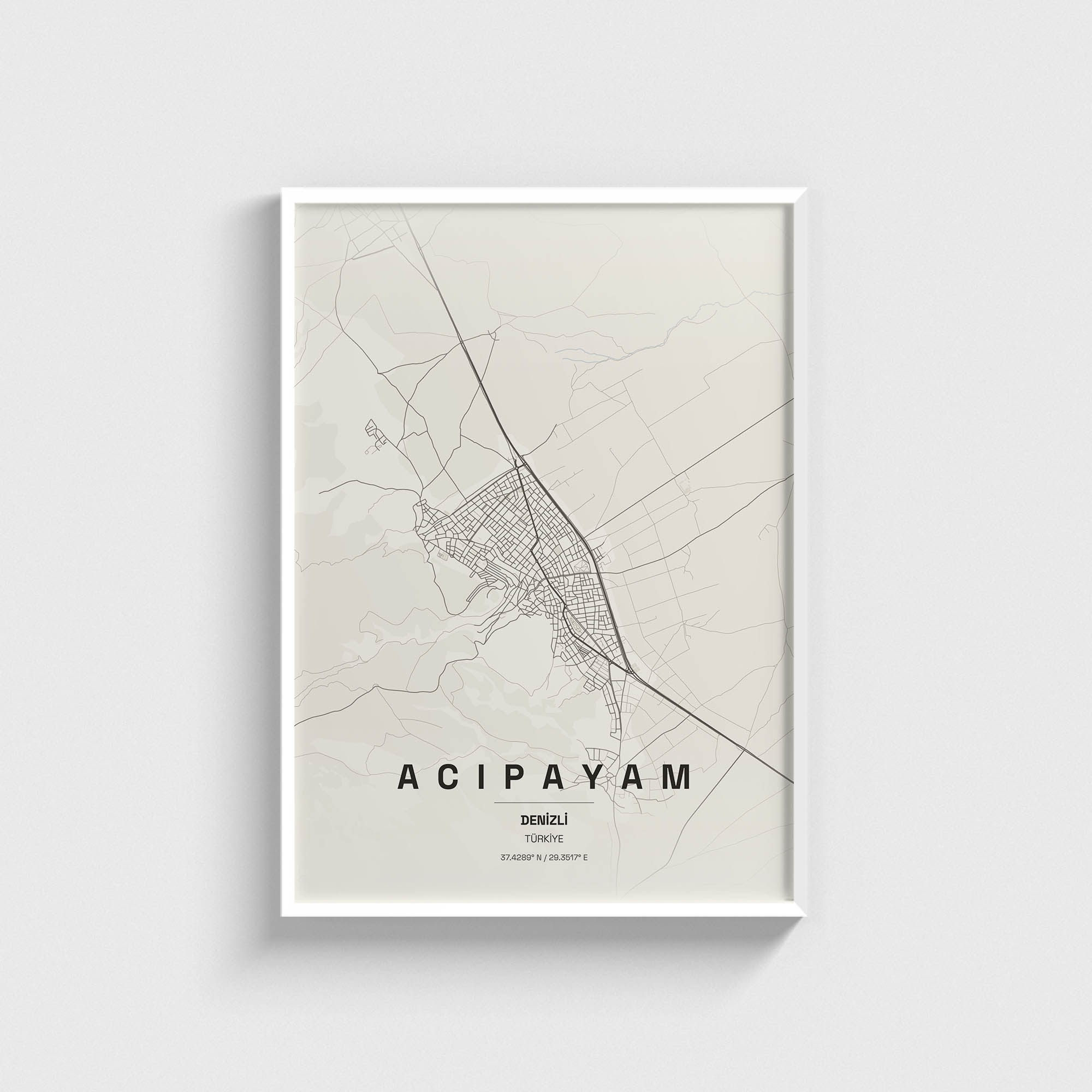 Denizli Acıpayam İlçe Haritası Posteri - Görsel 2