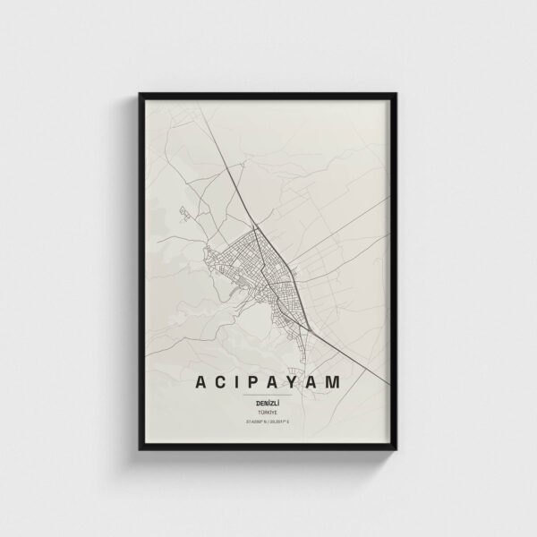 Denizli Acıpayam İlçe Haritası Posteri