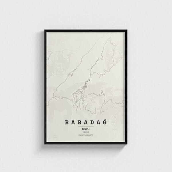 Denizli Babadağ İlçe Haritası Posteri