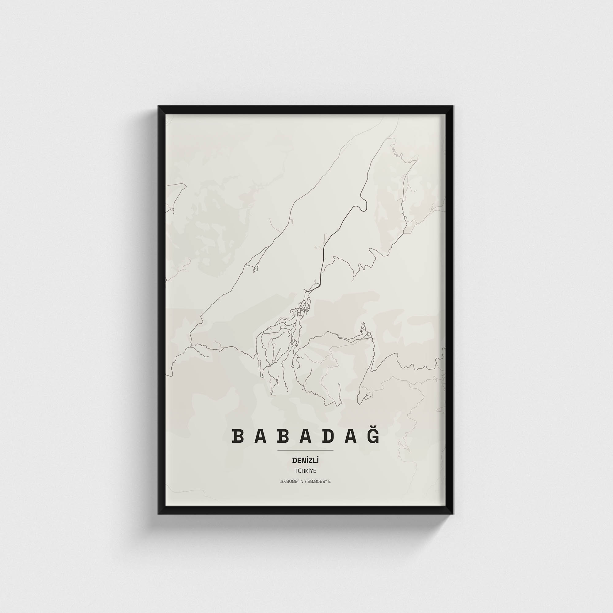 Denizli Babadağ İlçe Haritası Posteri