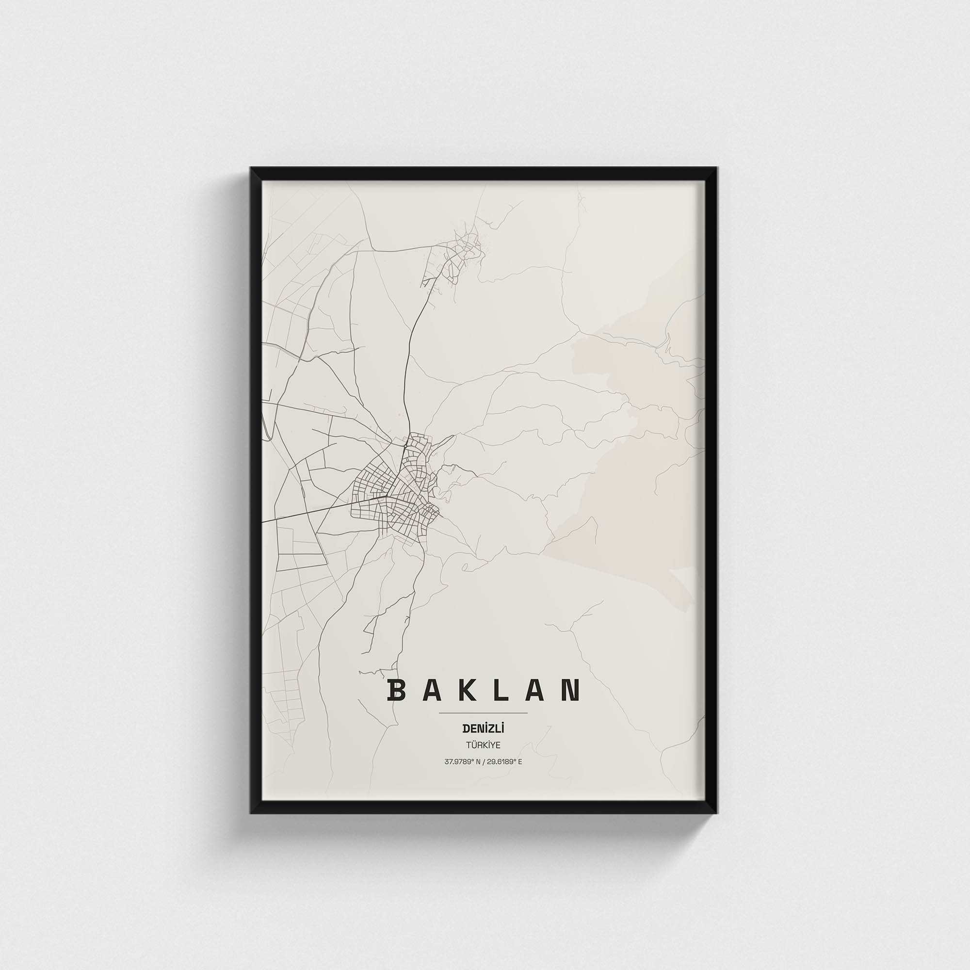 Denizli Baklan İlçe Haritası Posteri