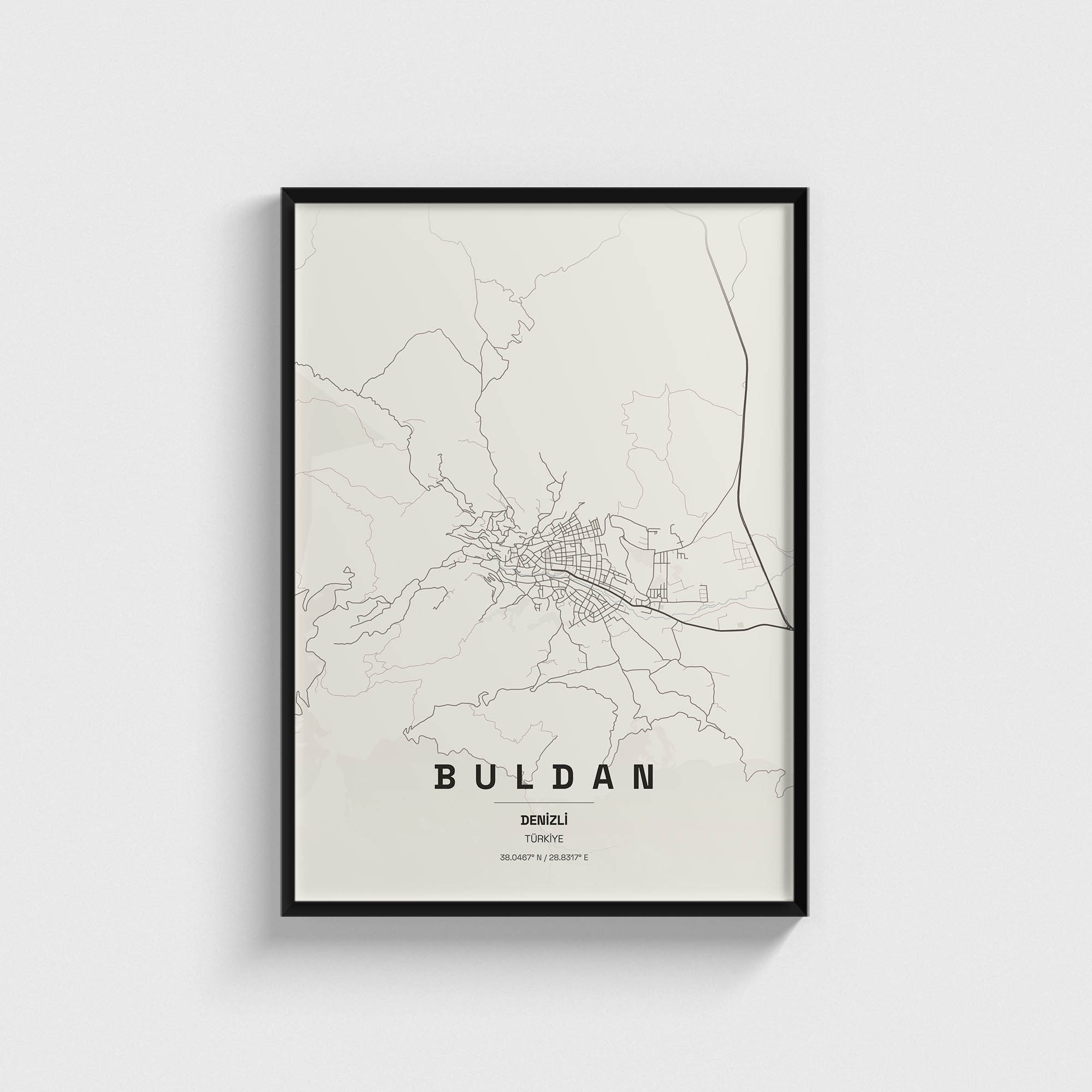 Denizli Buldan İlçe Haritası Posteri