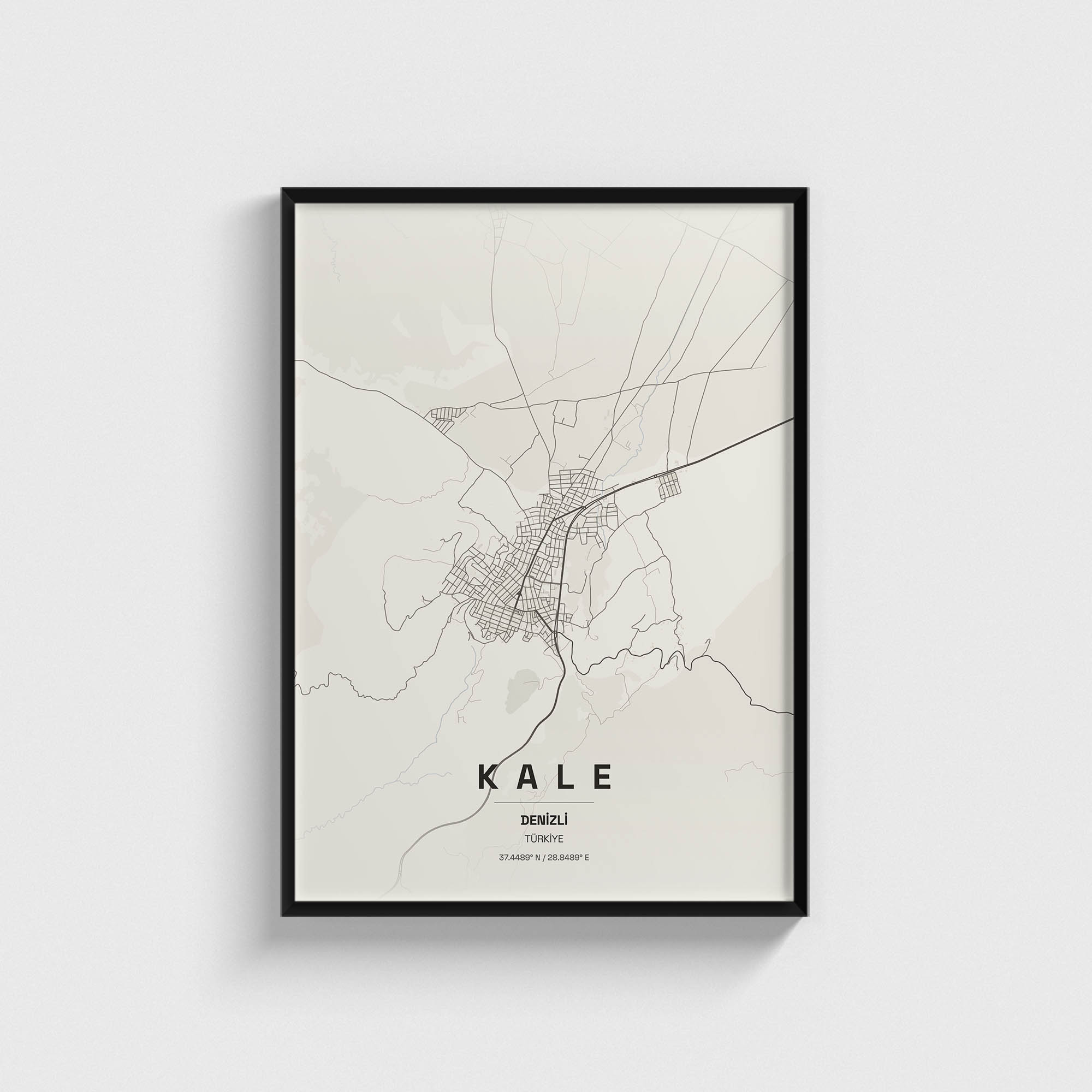 Denizli Kale İlçe Haritası Posteri