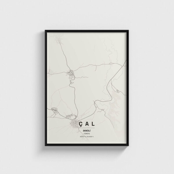 Denizli Çal İlçe Haritası Posteri