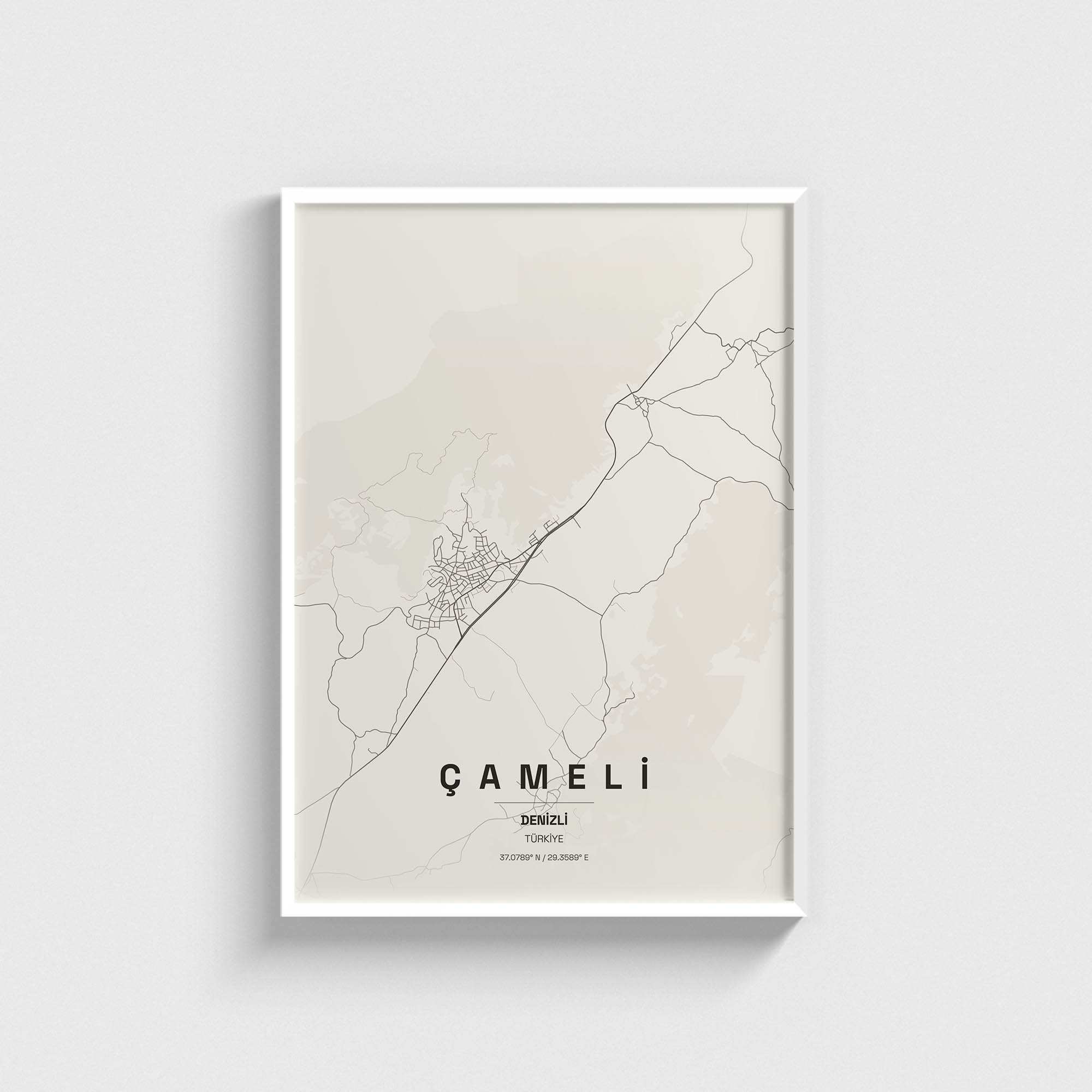 Denizli Çameli İlçe Haritası Posteri - Görsel 2